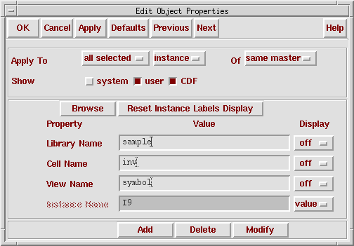 Edit Object Properties Window